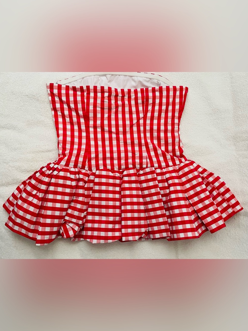 NWT NAKD Red Gingham Peplum Top - Picture 2 of 8